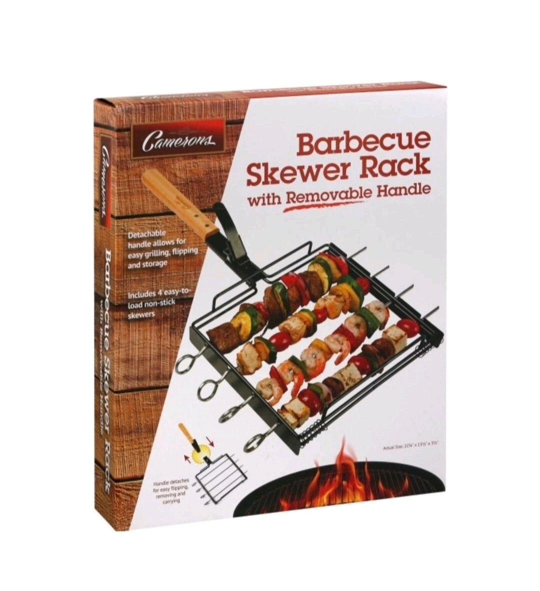 Barbecue Skewer Rack Set- w/ Removable Handle for Kebabs, Meat, and Veggies