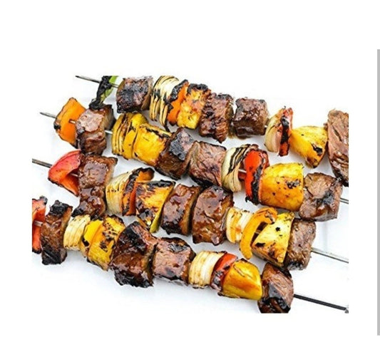 Barbecue Skewer Rack Set- w/ Removable Handle for Kebabs, Meat, and Veggies
