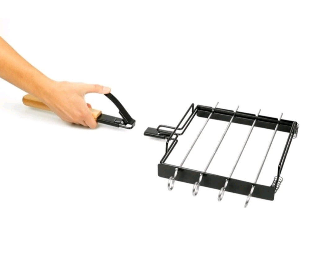 Barbecue Skewer Rack Set- w/ Removable Handle for Kebabs, Meat, and Veggies